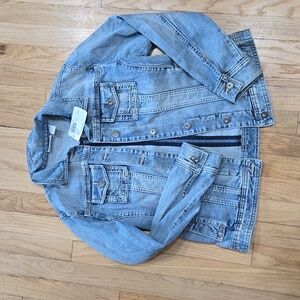 Chico's Platinum Denim Rachella Denim Jacket Light Natural Wash NWT Size 1
